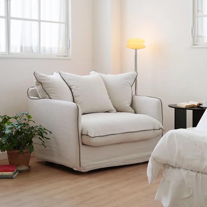 [데코 쿠션 증정] 코코 1인 패브릭 소파