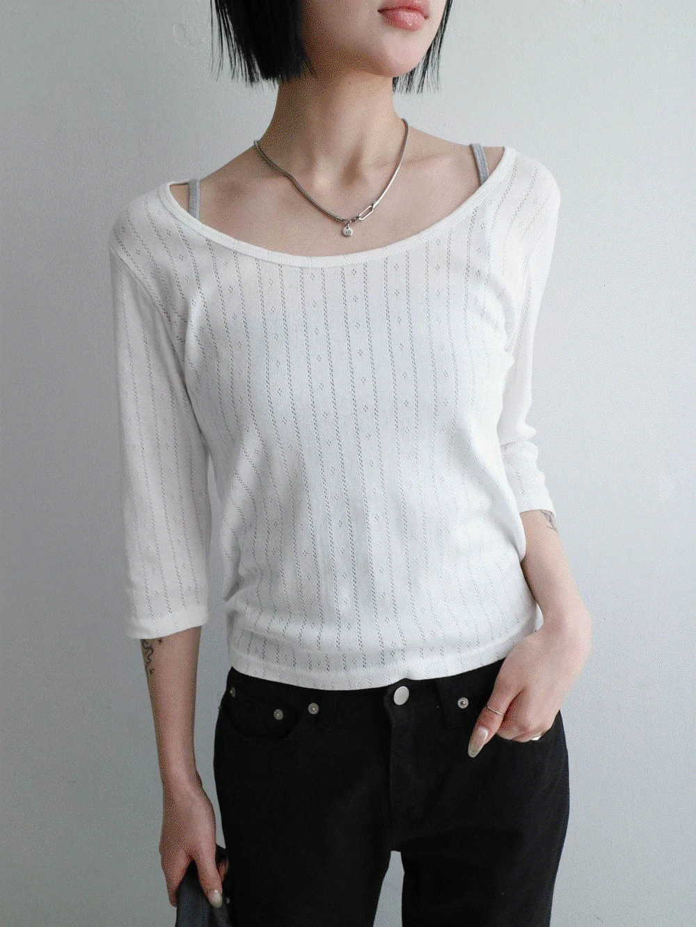 모엣 펀칭 7부 티셔츠 (3colors)