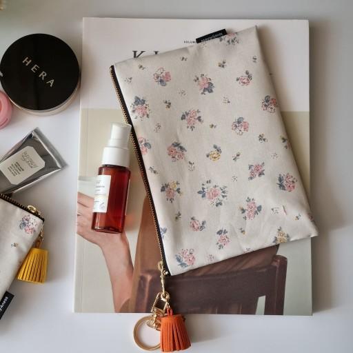 미니 로즈부케 플라워 장미 패브릭 면 지퍼 파우치