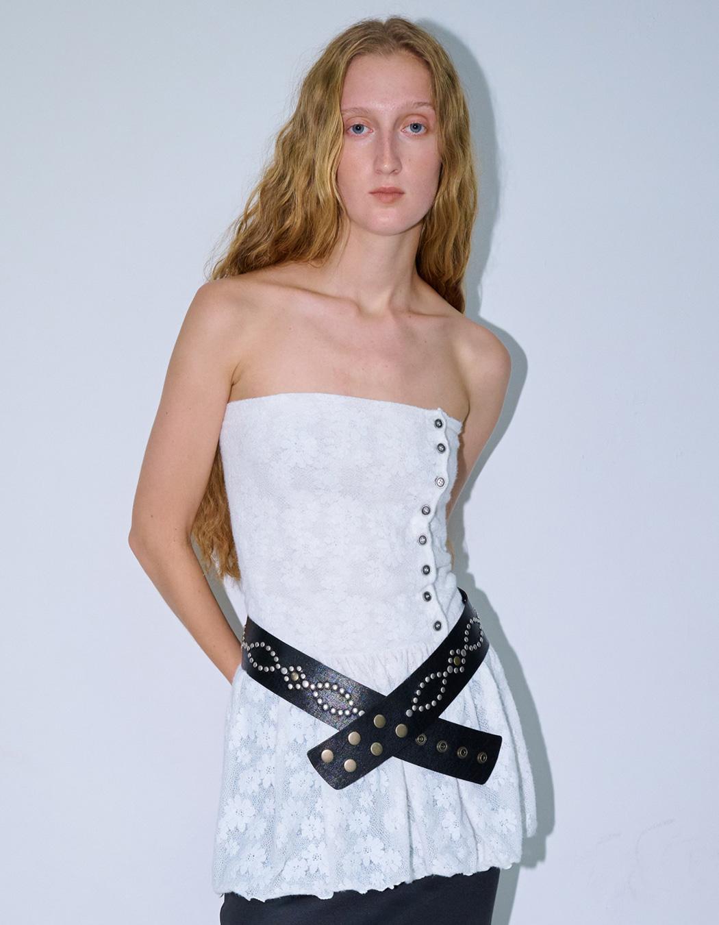 BUTTON BOTH SKIRT AND TOP, WHITE