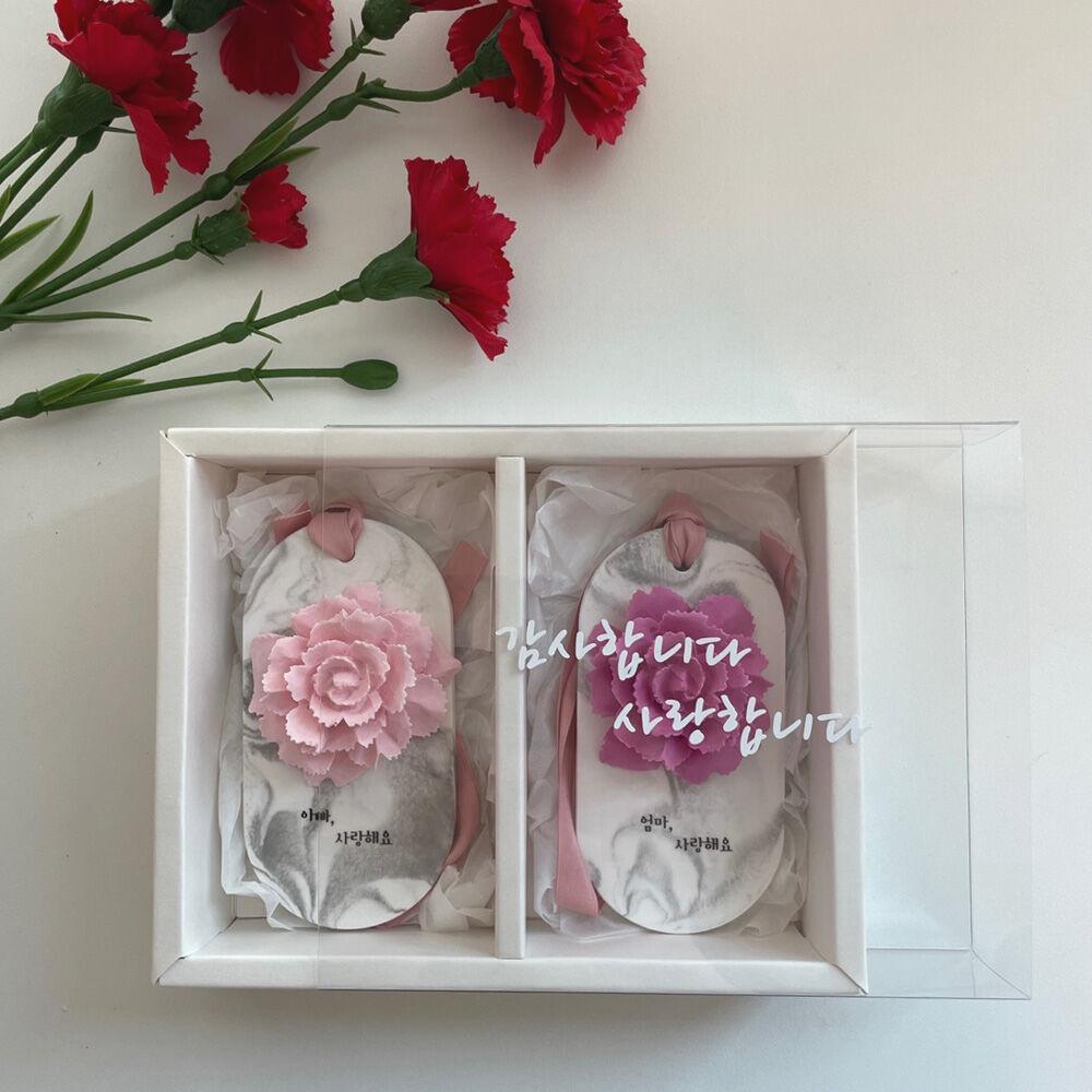 벽걸이방향제 마블 장미 카네이션 석고방향제 2개세트 어버이날 스승의날 감사선물  가정의달