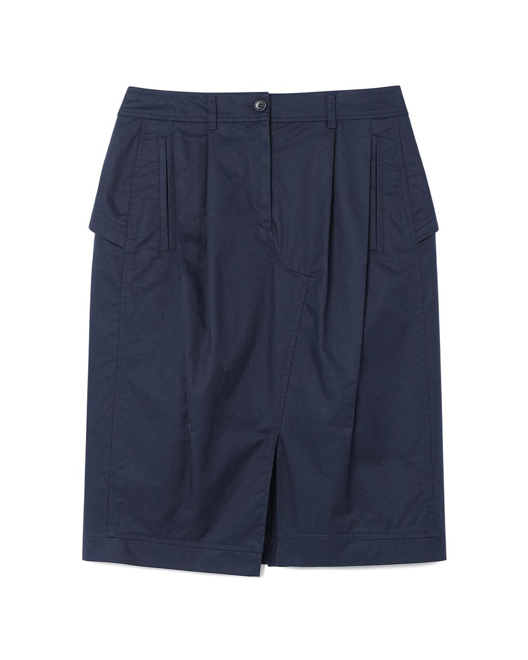 Flap Midi Skirt (Navy)