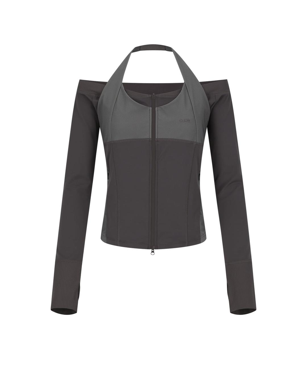 Off-Shoulder Halter Jacket / Stone Brown