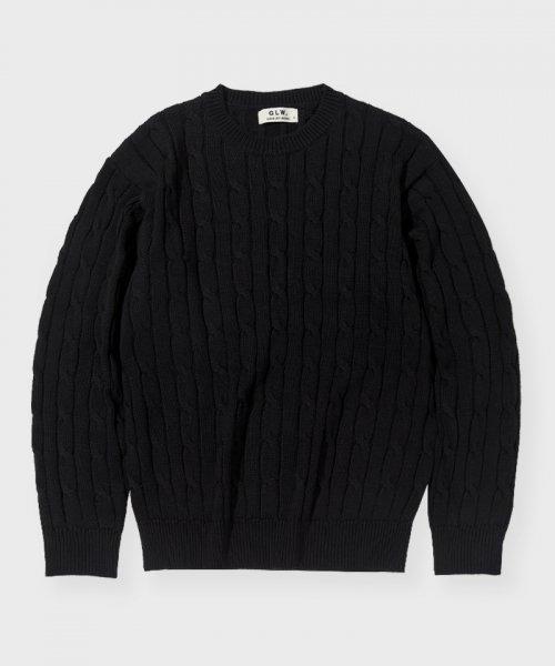 오버핏 케이블 스웨터 니트 블랙