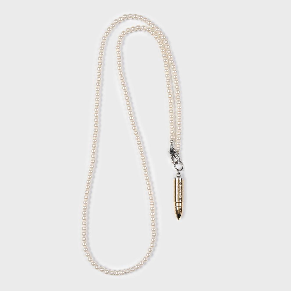PEARL AND BULLET LONG NECKLACE