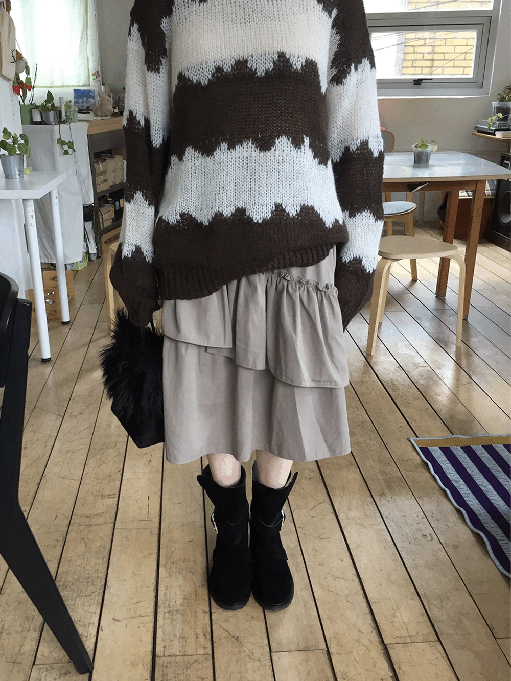 브겐 언발 캉캉 미디 스커트 (2c)