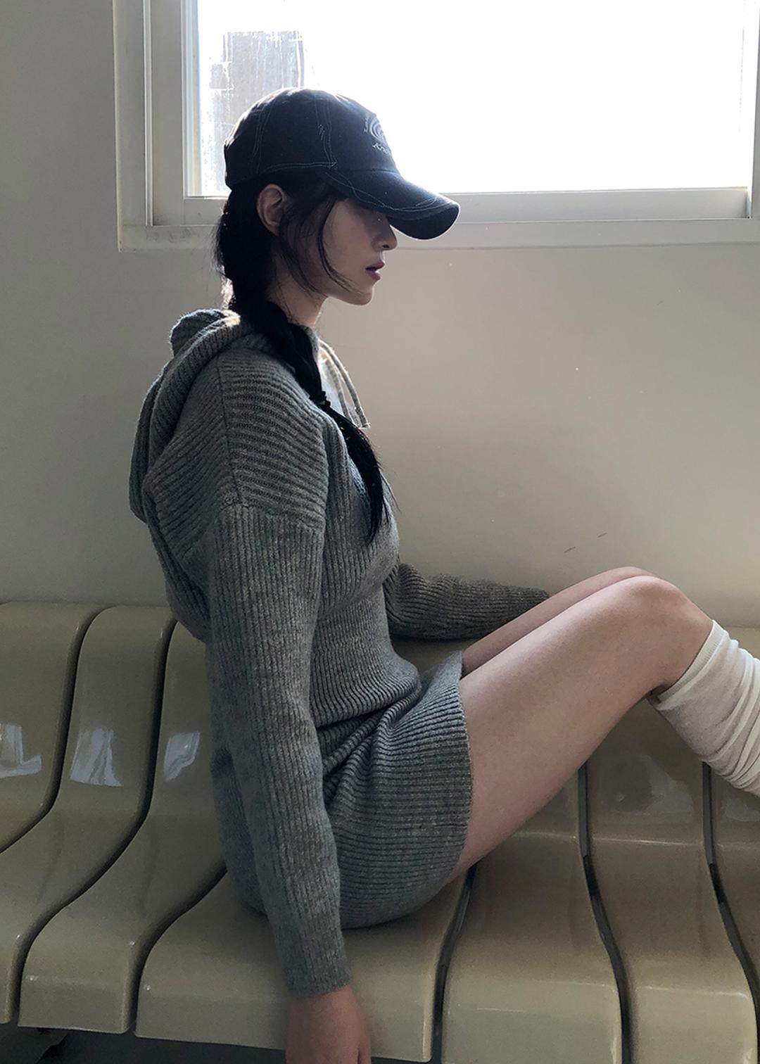 pluffy hood onepiece 2 color