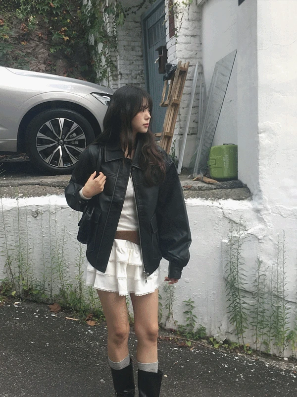 [루즈핏가죽자켓🍂] 페이드 워싱 레더 jumper