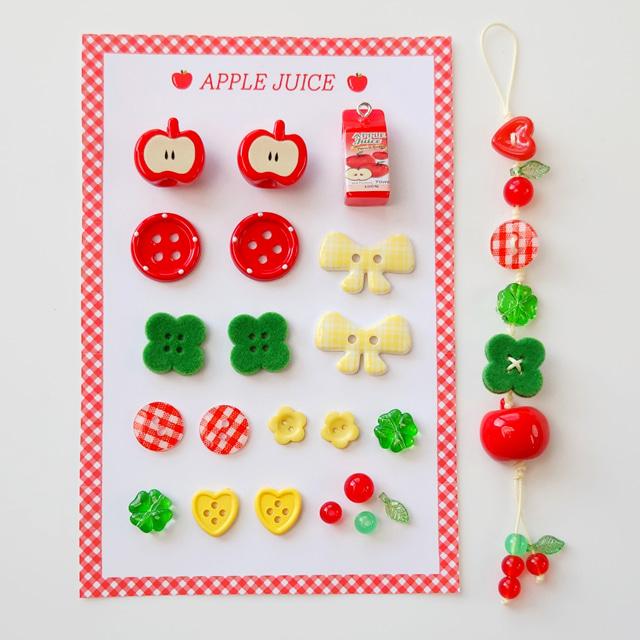 사과주스 단추 비즈SET