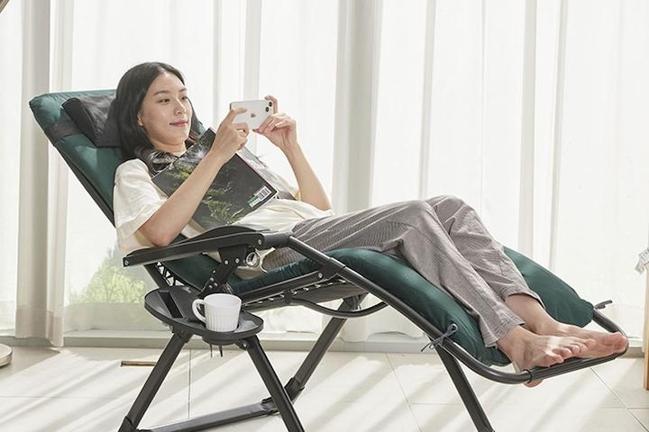 1인용 접이식 리클라이너 무중력의자 프리미엄 에버그린