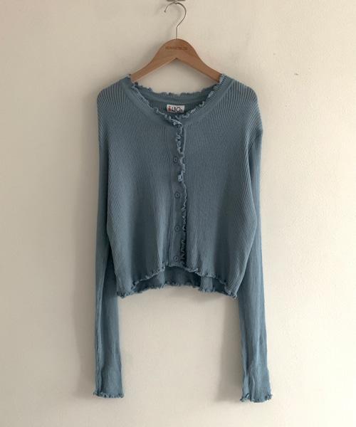 (Vintage)Frill Neck Button Cardigan