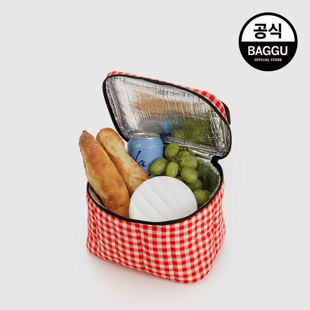 BAGGU 바쿠 런치백 보온 귀여운 보냉 백 도시락가방 체크 레드 깅엄