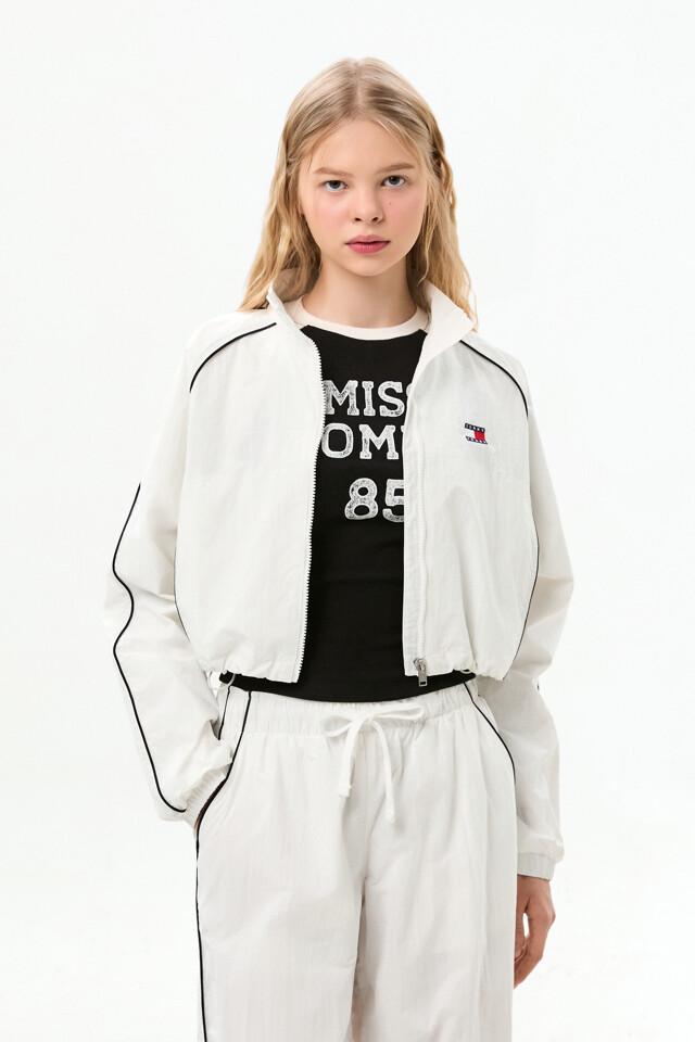 크롭 우븐 트랙 재킷