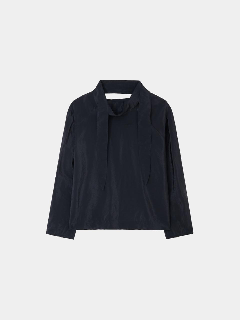 Carol Tie Blouse (Shining navy)