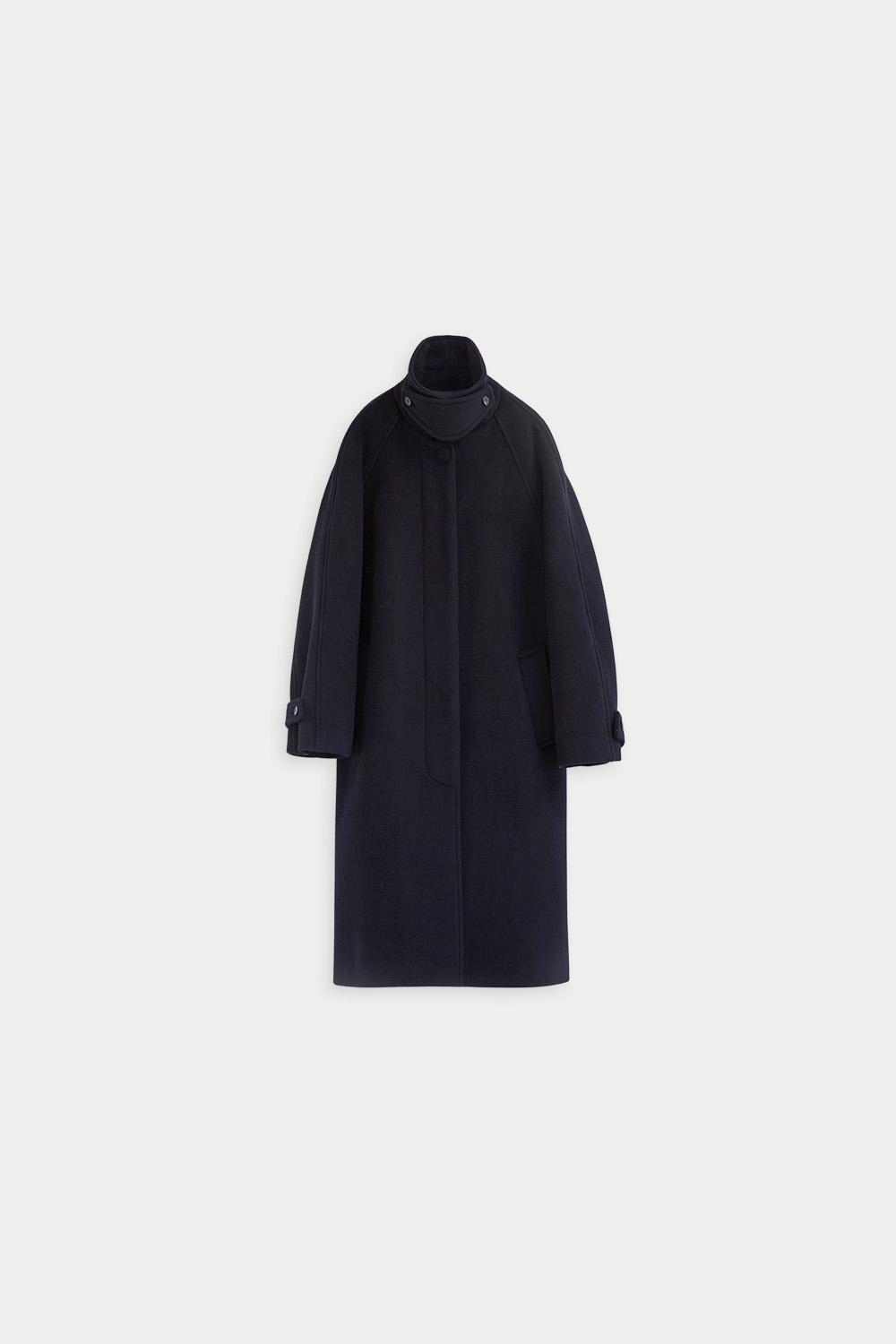 히든 버튼 발마칸 울 코트_Navy