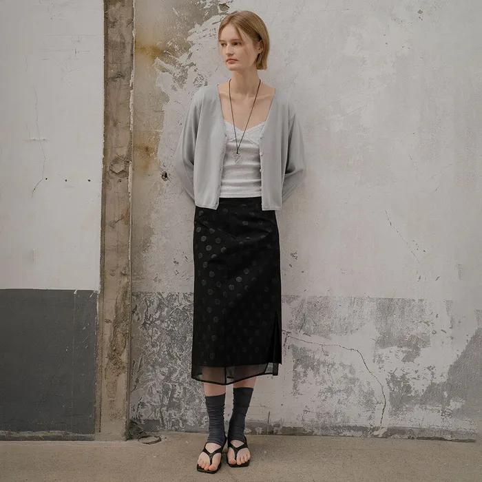 Dot midi skirt [TISP06SK02]_Black