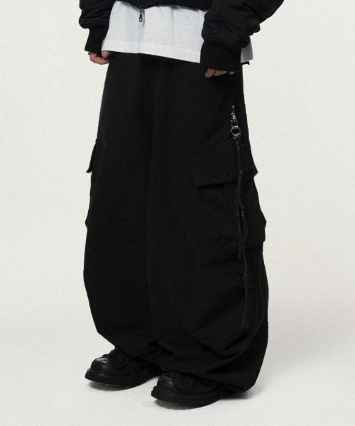 Andy Twill Balloon Cargo Pants Black