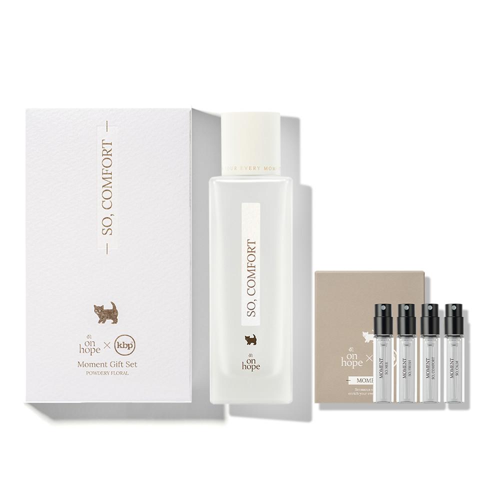 [60% 특가] 온호프 X KBP 콜라보 모먼트 프래그런스 미스트 쏘 컴포트 기획세트 [헤어&바디 미스트 65ml + 미니어처 4종]