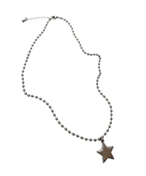 Big Star Ball Chain Surgical Steel Necklace ((steel))