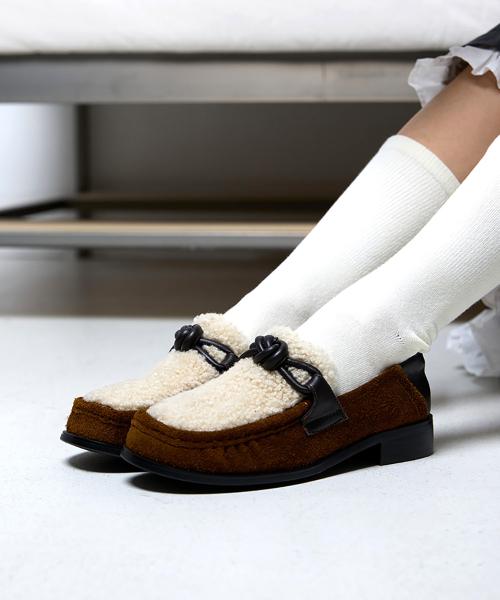 키사 양털 투웨이 가죽 로퍼 P507001