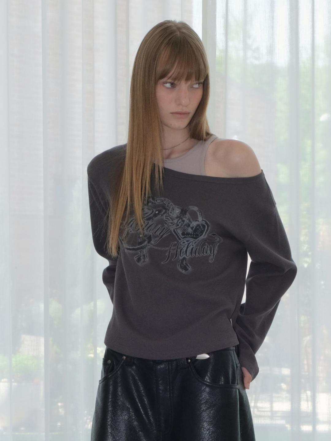 OFF-SHOULDER LOOSE FIT SET-UP [CHARCOAL]