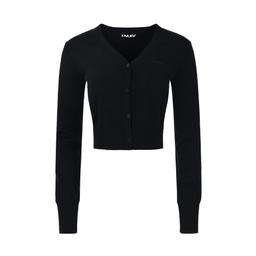 BASIC EMBROIDERY CARDIGAN - BLACK
