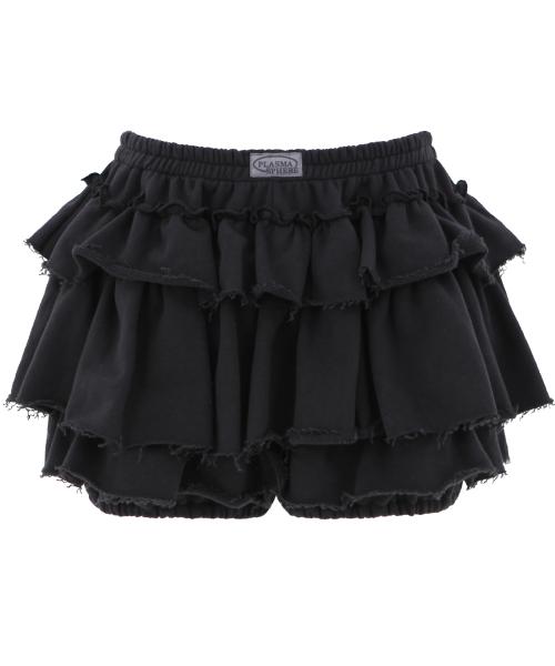 튜튜 캉캉 쮸리 셔링 티어드 미니 스커트 팬츠_블랙