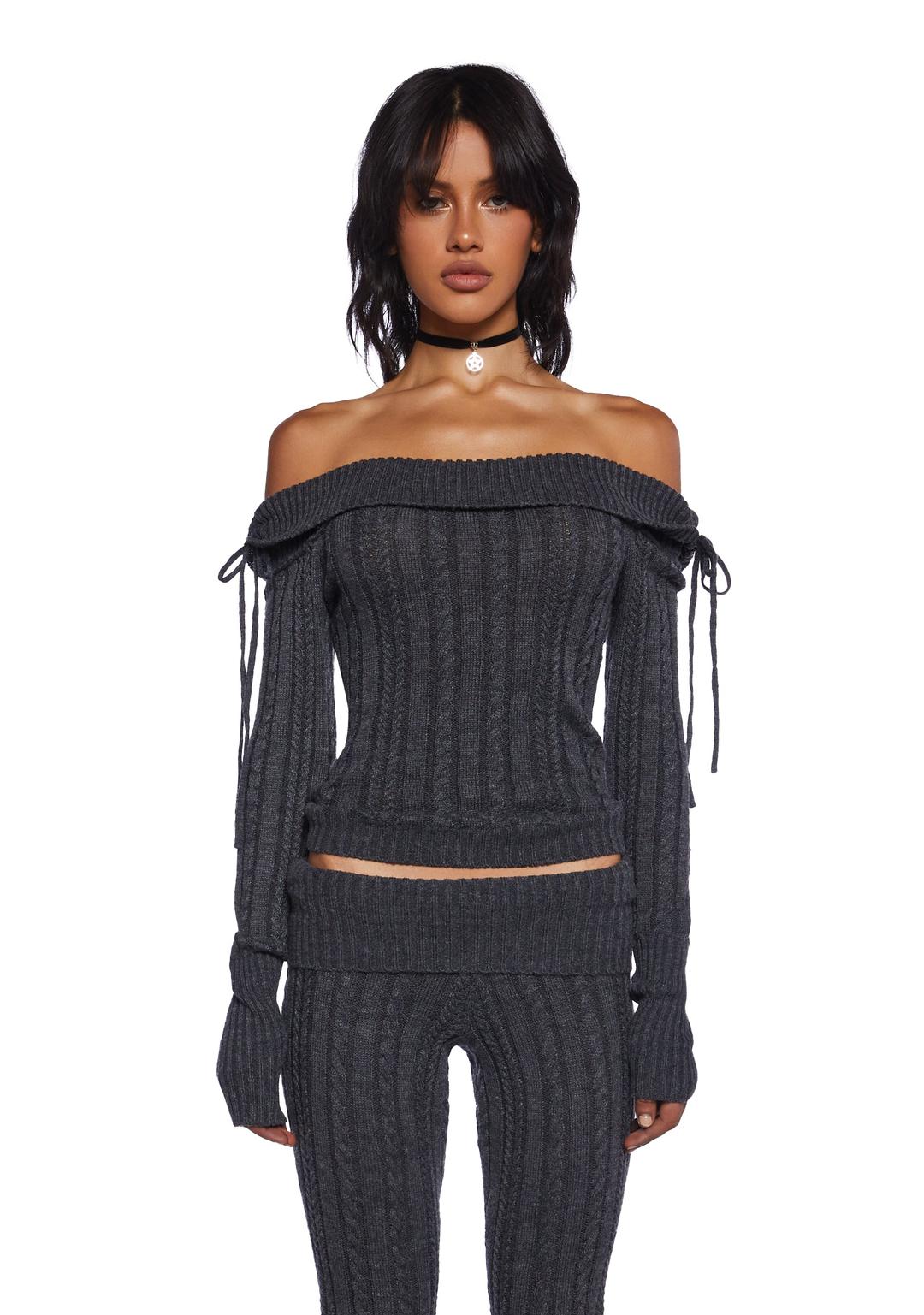 Deep Thoughts Long Sleeve Top - GRAY / XX-Small