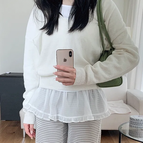 [레이어드템!] 로인 프릴 시스루 레이어드 스커트 치마