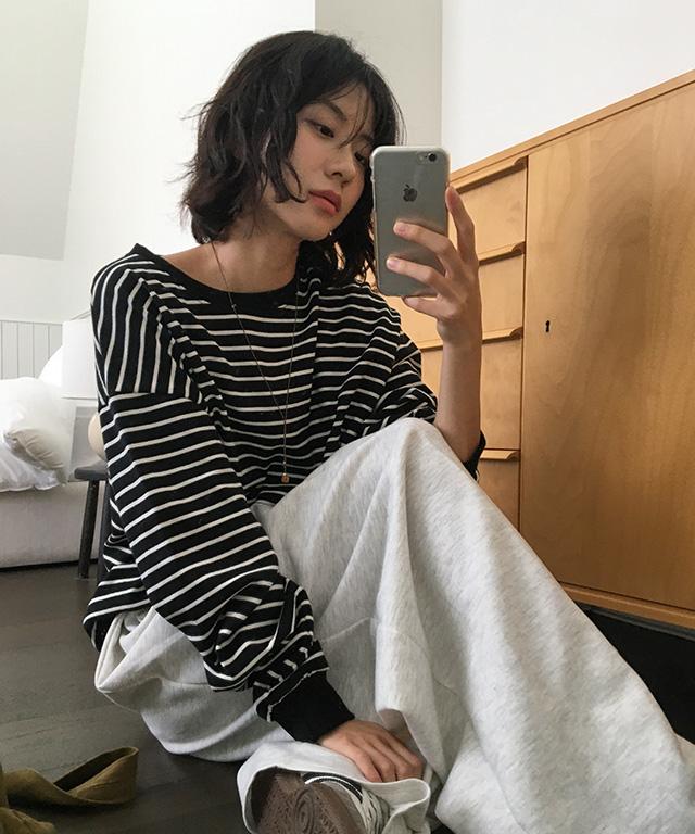 데일리쥬 [MADE] 리오덴 오버핏 스트라이프 맨투맨