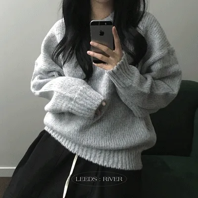 [*당일/V넥오픈!극찬핏🐰🧶]보카시 믹스 니트 : mix color knit - 9 color