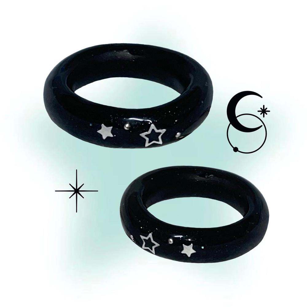 블랙 스타 반지 (Black star ring) 클레이링 클레이반지 별 반지 y2k 2000s