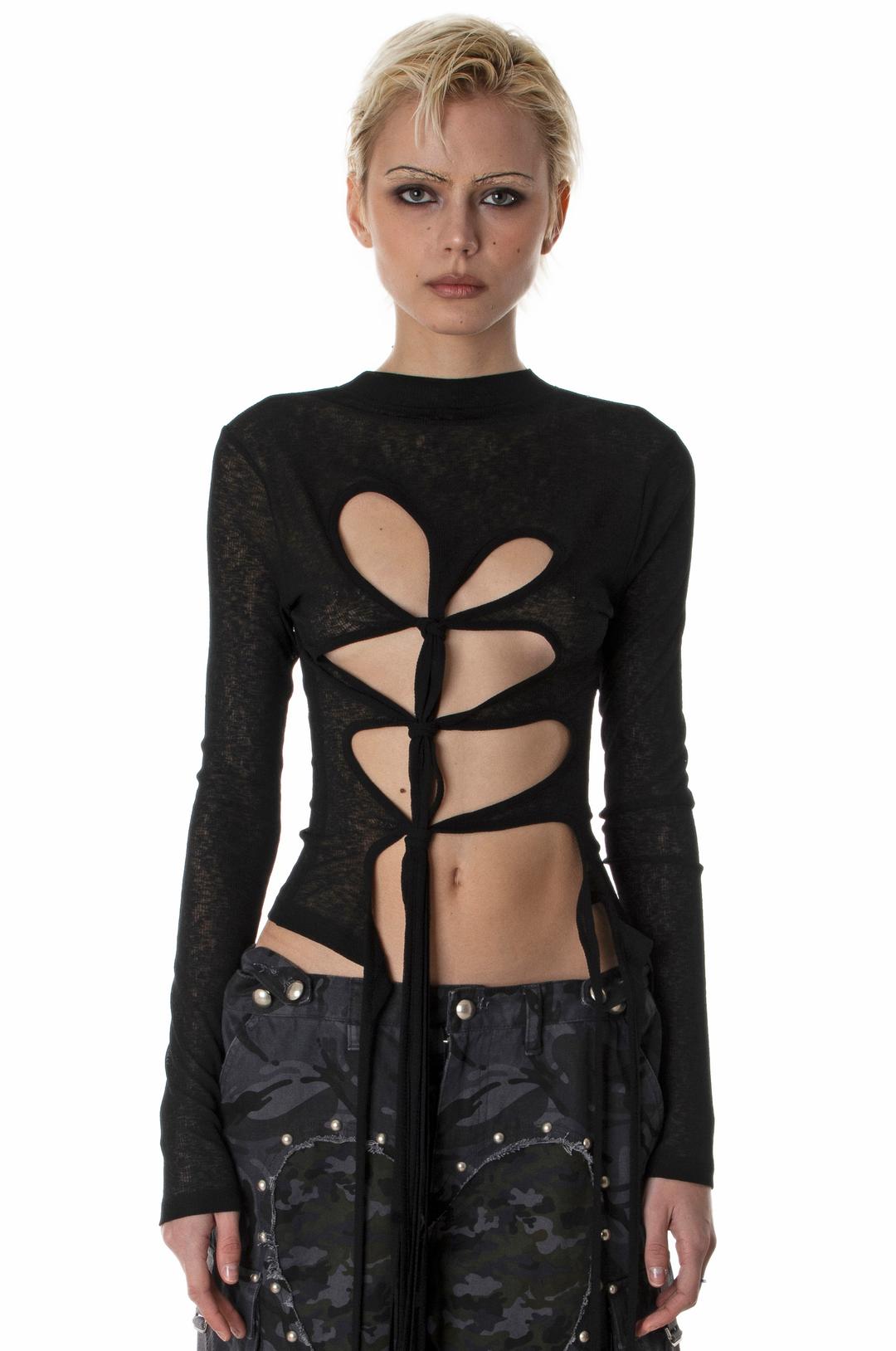 .mesh knot tee black