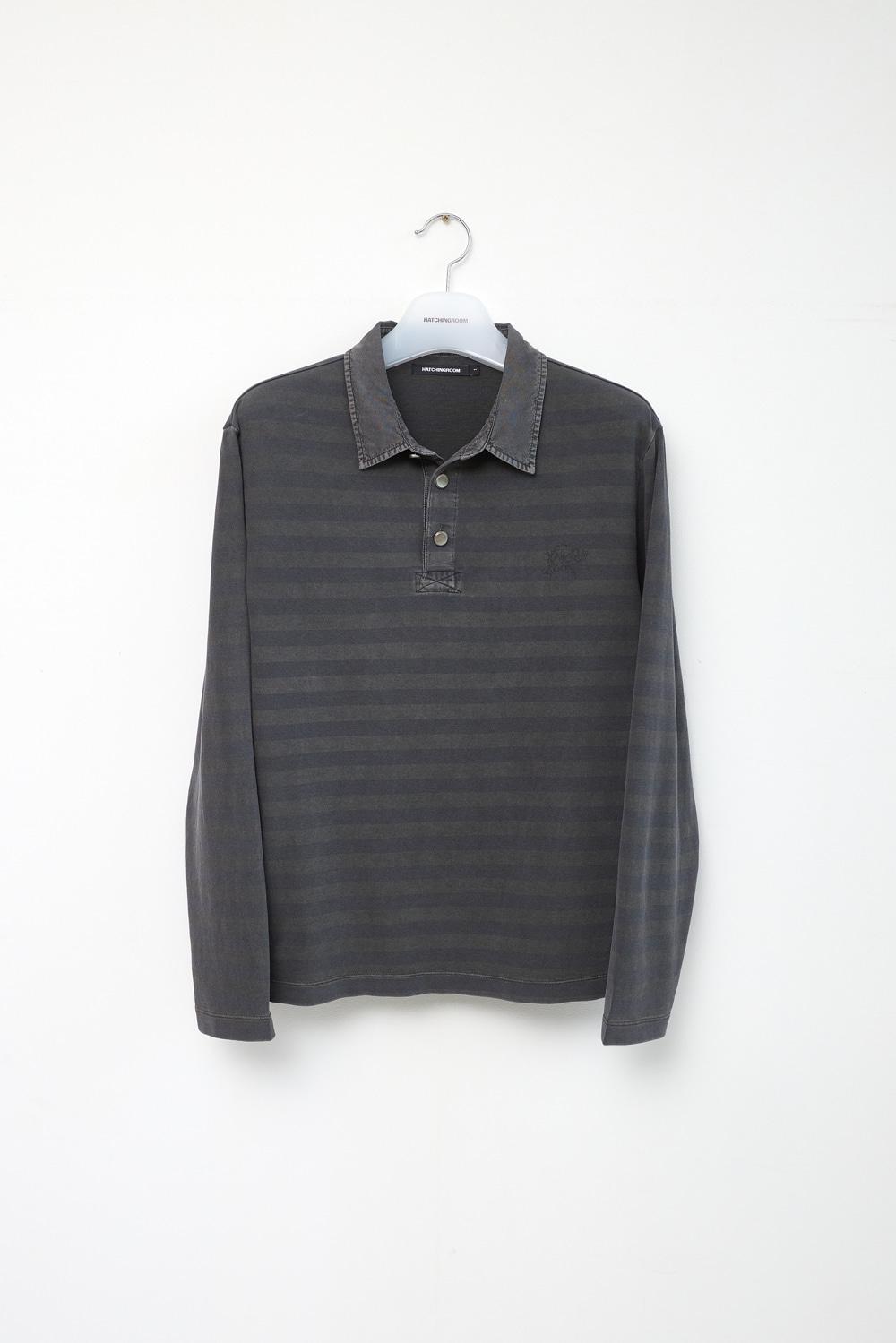 VTG Stripe Polo Tee Dyed Grey