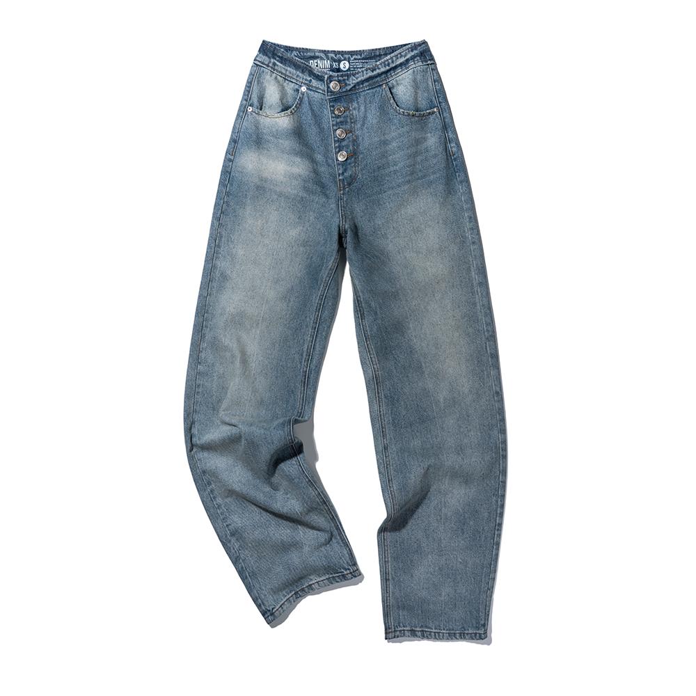 WOMEN SHIWA WASHING DENIM PANTS L/BLUE