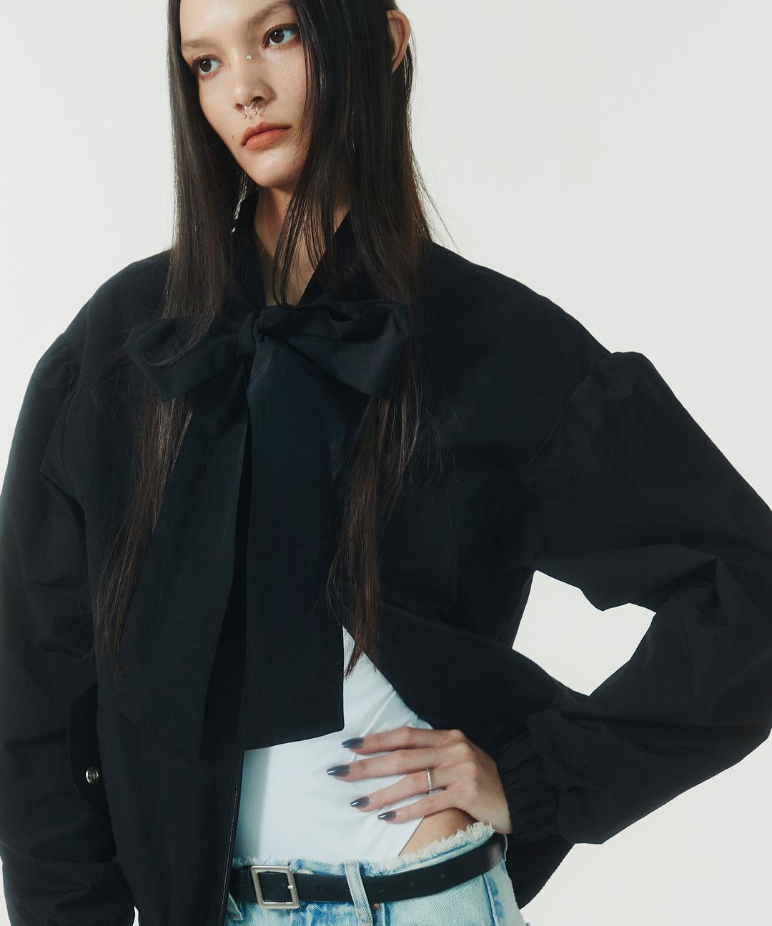 Big Ribbon Tie Windbreaker (BLACK)