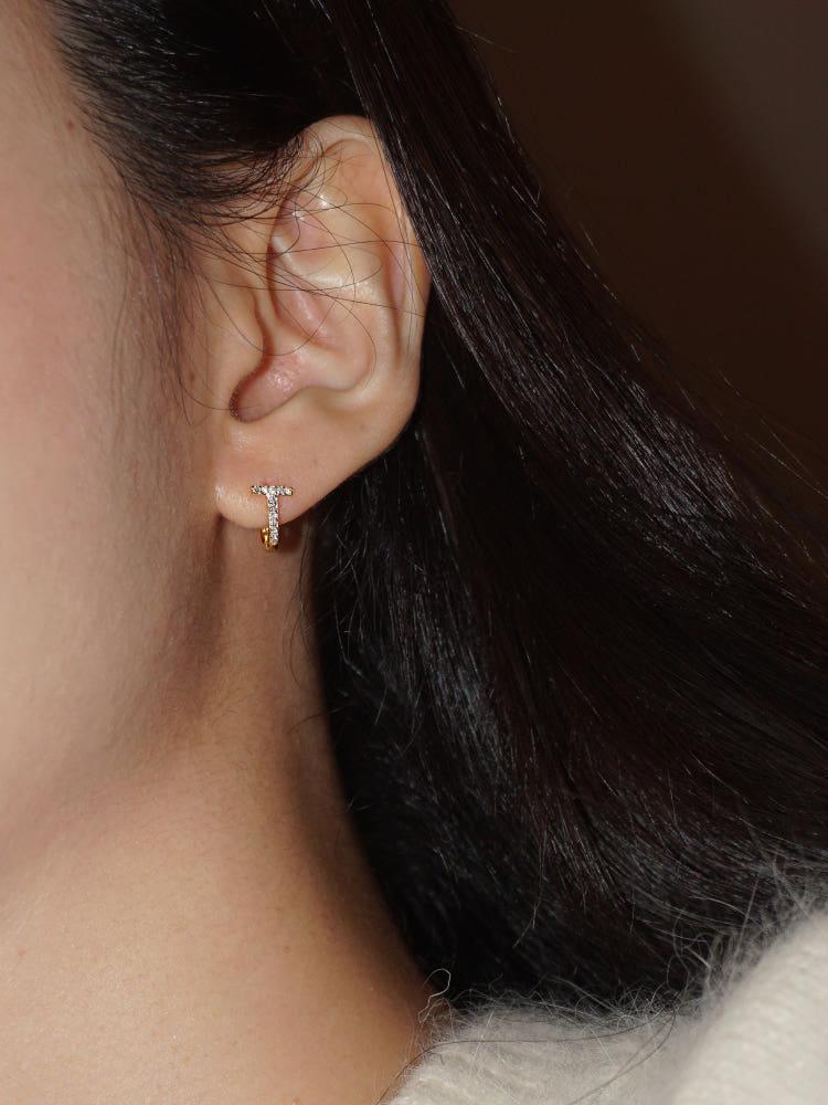 ✹mago pick✹ 마고 925 섀년 T라인 오벌 원터치 귀걸이