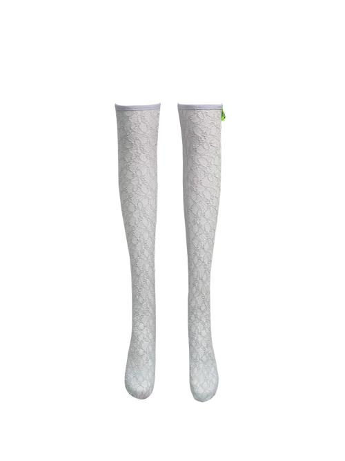 lace tied ribbon knee high stockings (skyblue)