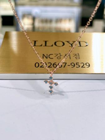로이드 14K,18K 블루랩그로운다이아 십자가 일체형 목걸이(LNF21119D)