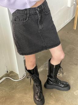 high teen denim sk(black)