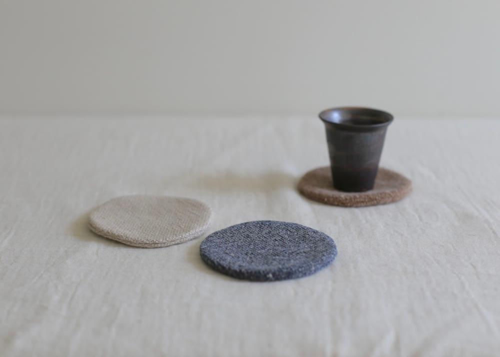 7.5 원형 코스터 ( 3 color ) / 워싱리넨