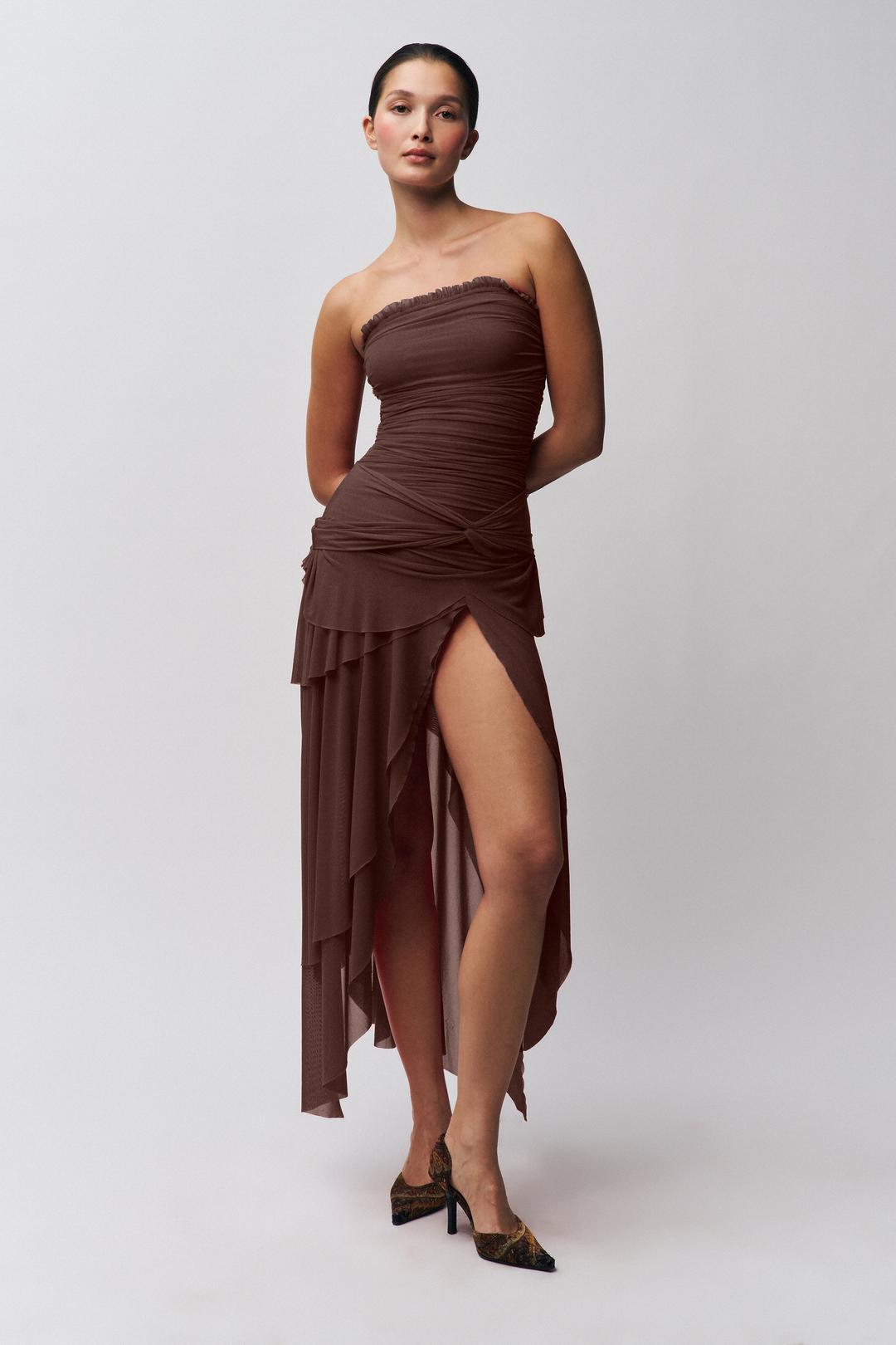 Lyla Twist Dress - Brown / XXS