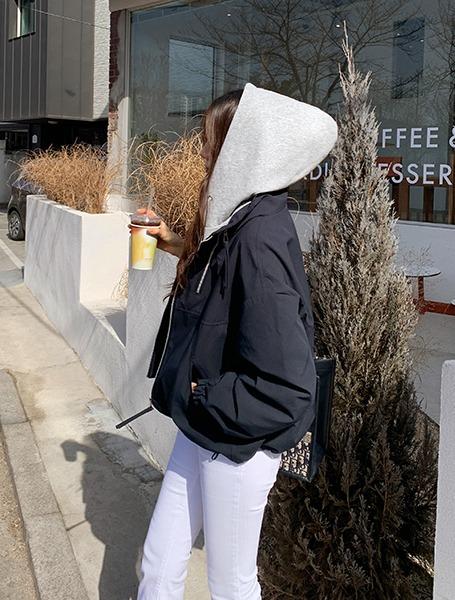 써먼 후드집업 레이어드 항공야상점퍼