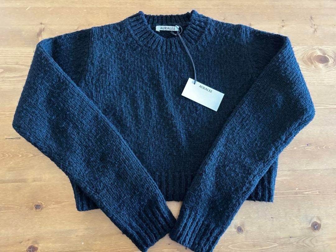 【3/9(日)まで限定お値下げ/新品】AURALEE 黒 ショート丈ニット