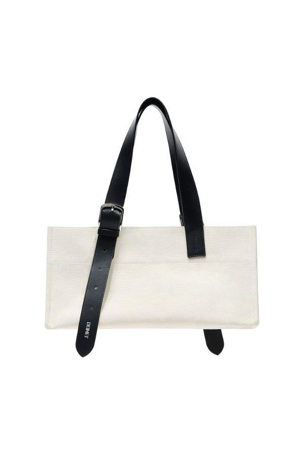 CANVAS BELTED HANDLE TOTE BAG IN IVORY