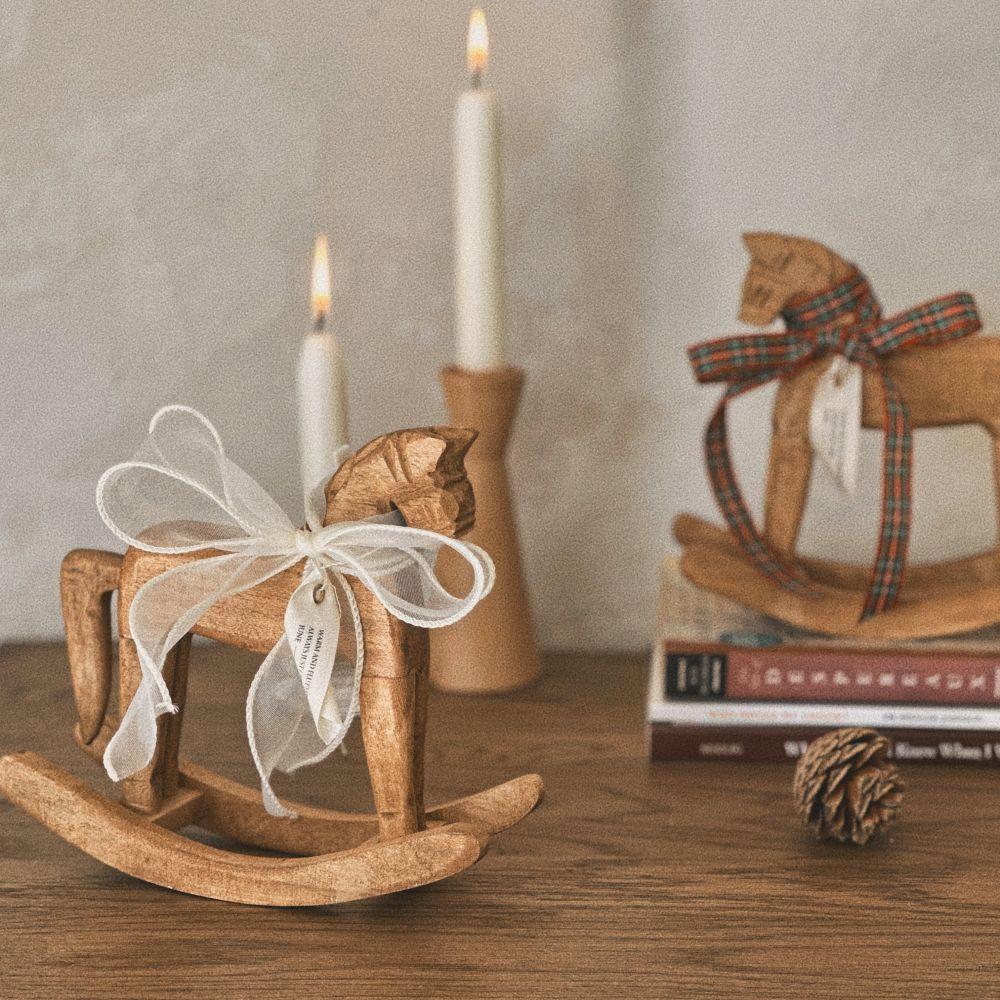 유월가게 러스틱 우드 목마 흔들말 오브제 소품