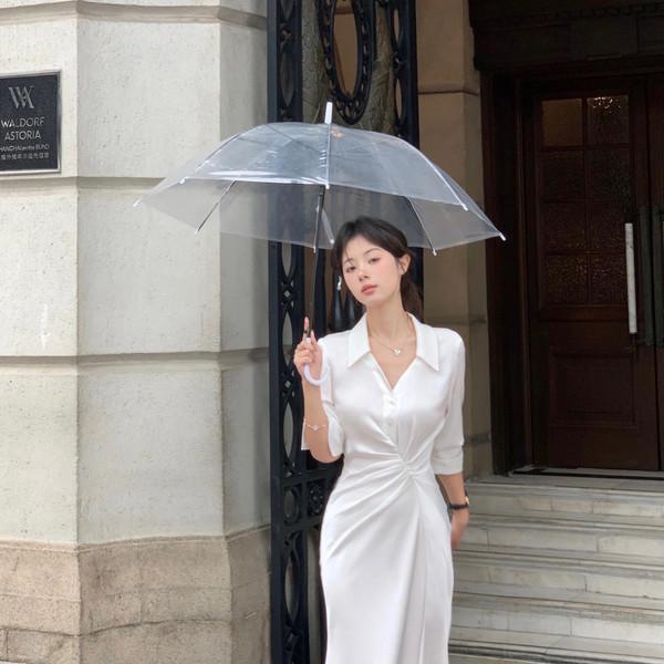 플로우 셔링 셔츠 원피스 (롱/숏/3colors)