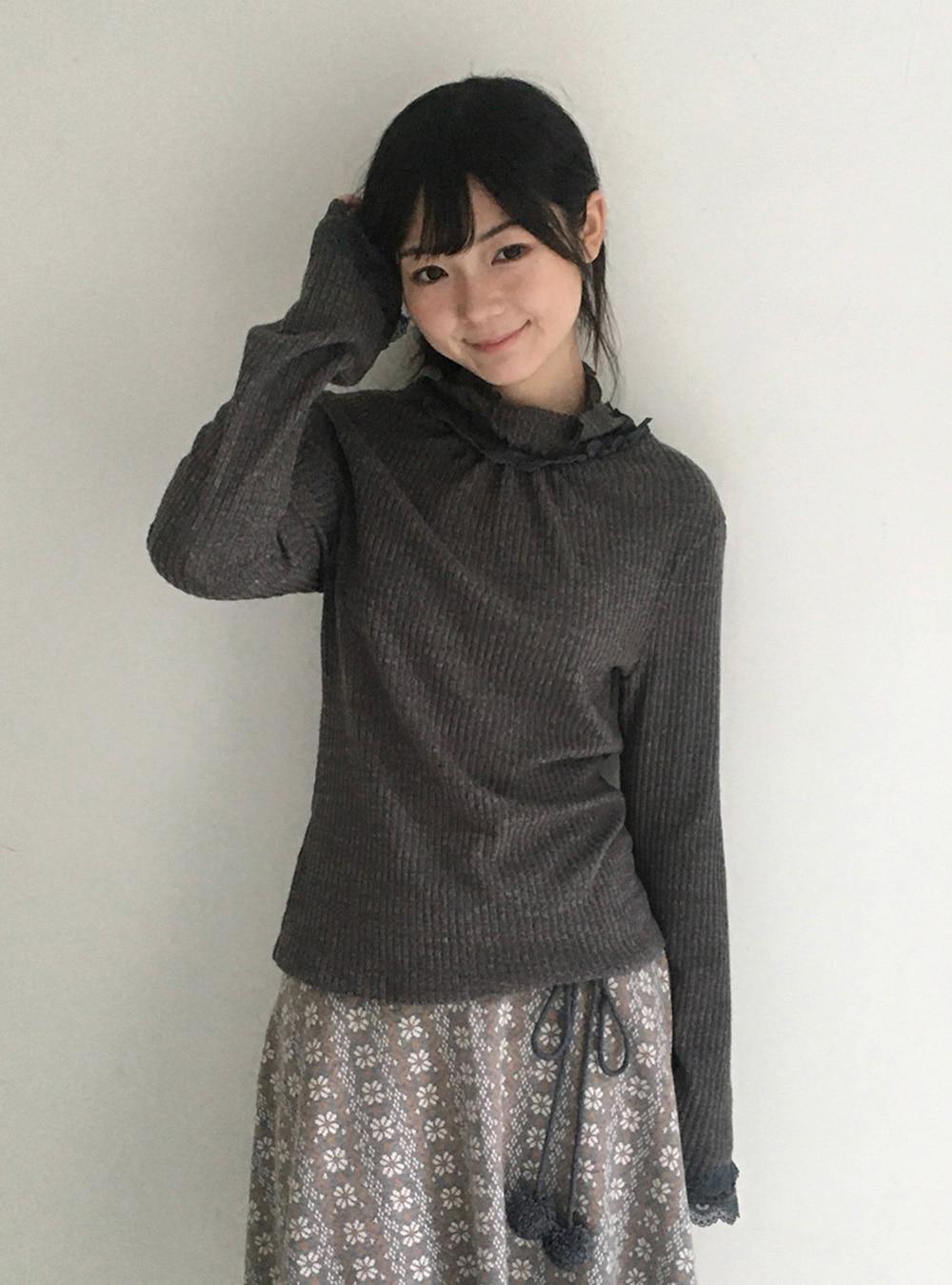 Floral Lace Accent Layered Rib Knit Top