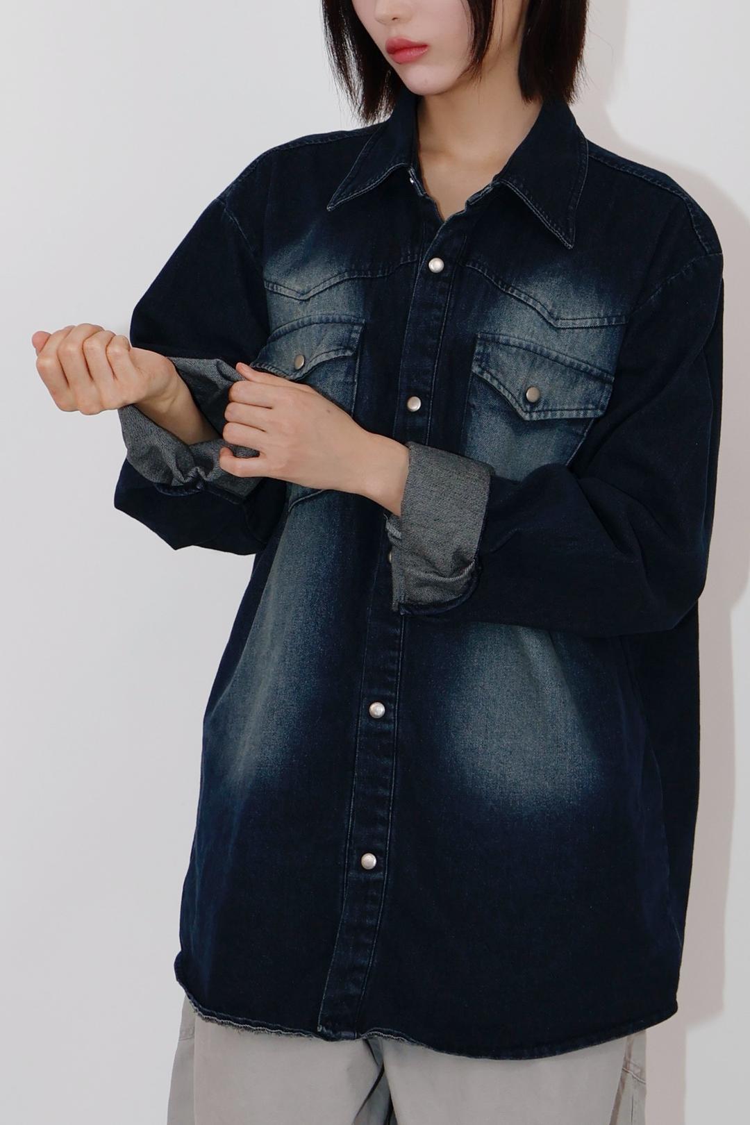 브러쉬 워시드 웨스턴 데님셔츠