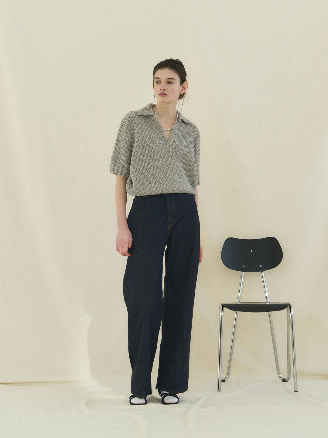 (-30%) LOW GAUGE SKIPPER SWEATER [ Pure Gray ]